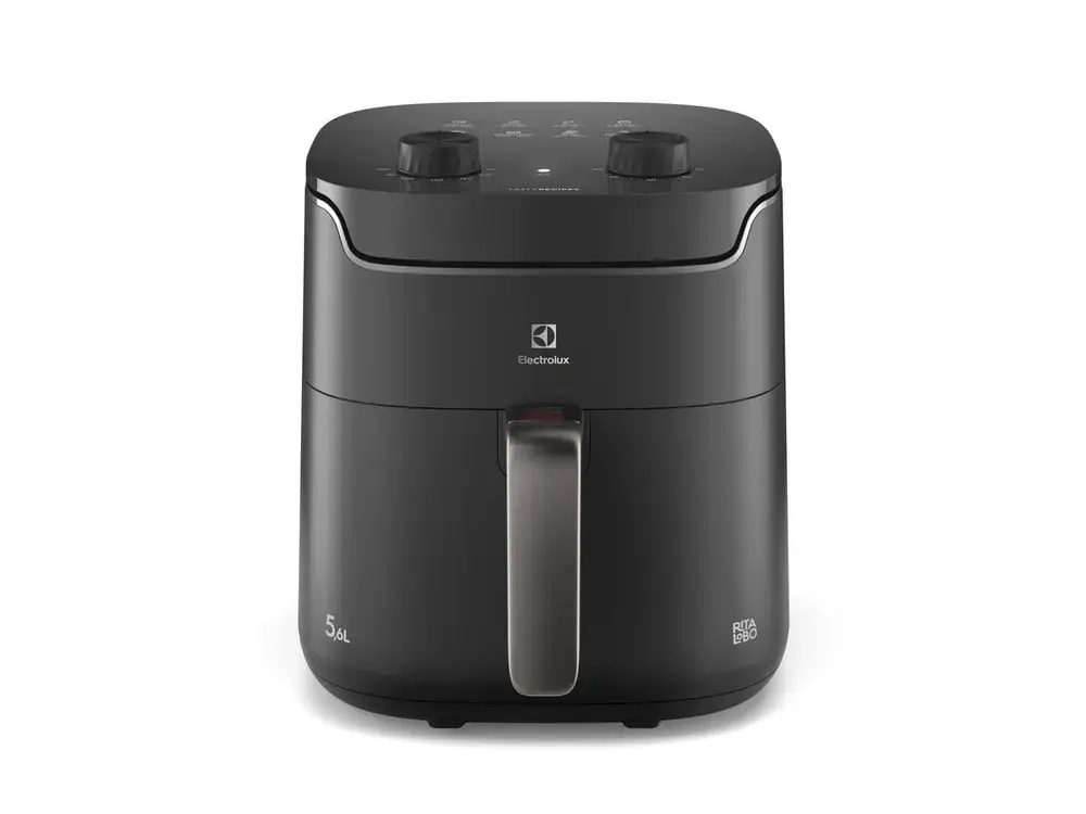 Air fryer Electrolux EAF40 vista de frente, com dois botões giratórios no painel superior